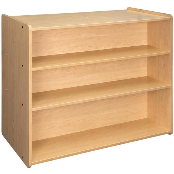 TOT MATE 46 in. W, 3-Level Double Sided School Age Storage Shelf Kids Bookcase Toy Storage Organizer, Maple