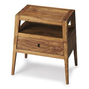 Stockholm Modern 1-Drawer Light Brown Nightstand 21.5 in. H x 17.0 in. W x 11.0 in. D