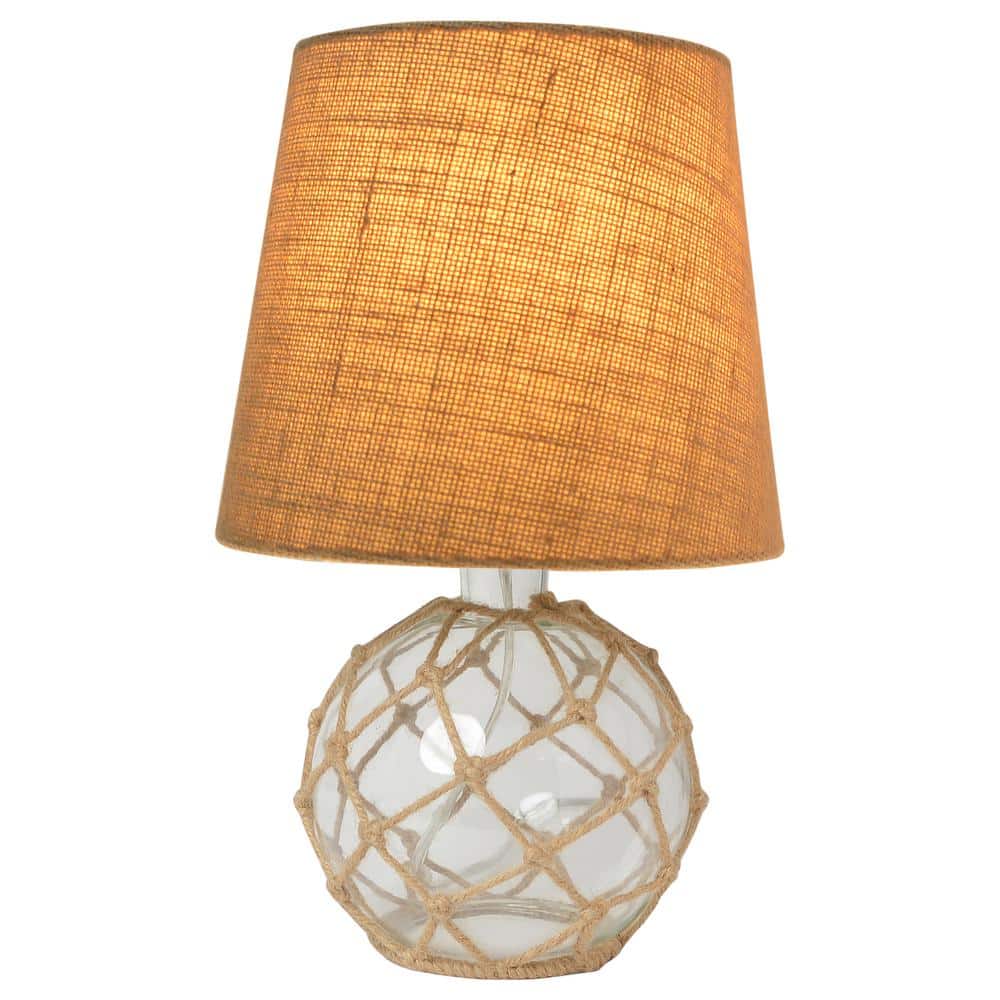 Clear Glass Nautical Rope Table Lamp with Burlap Shade