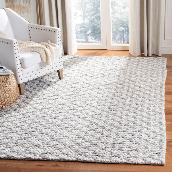 Natura 3 ft. x 5 ft. Silver/Ivory Distressed Multi-Diamonds Area Rug