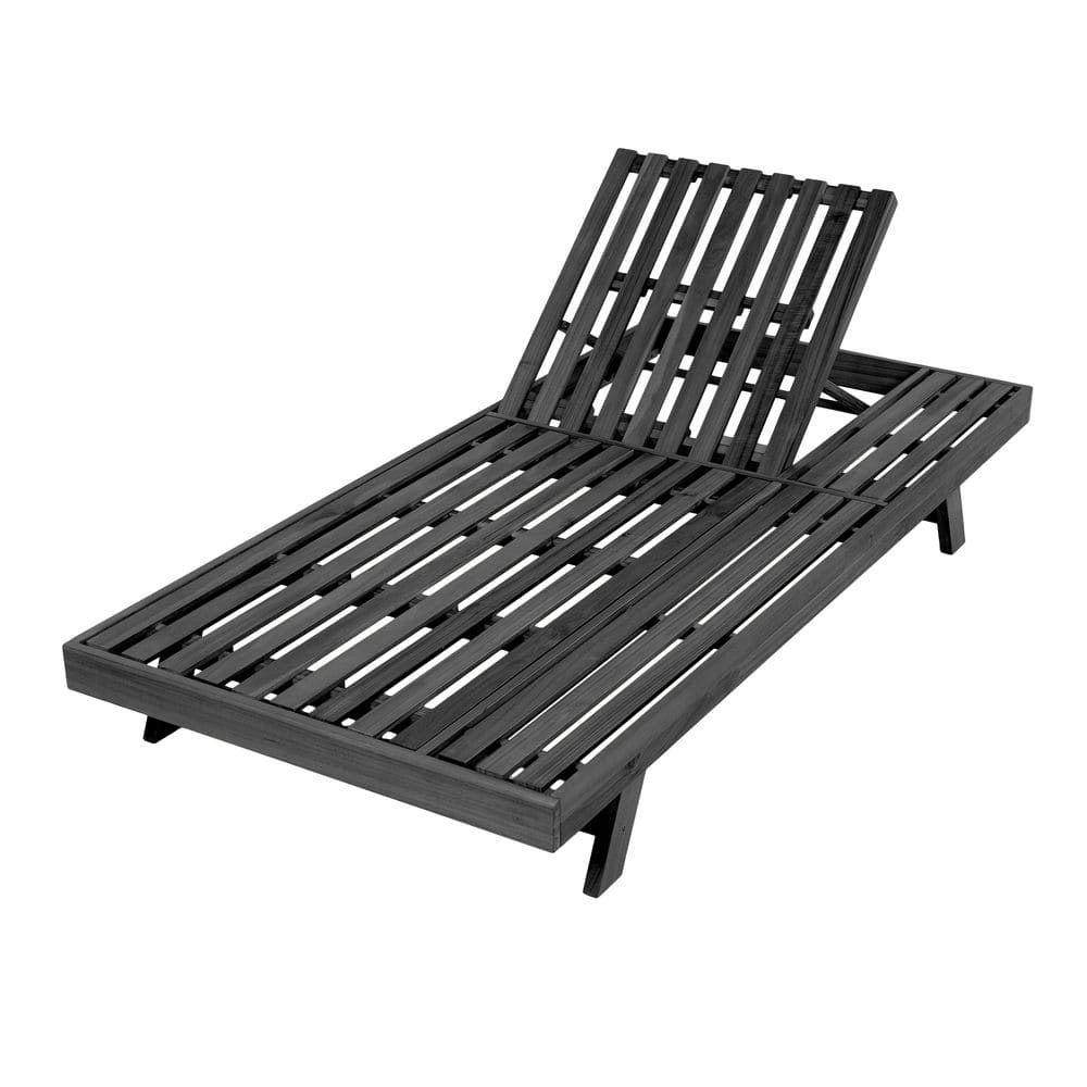 Chaise Lounge without Cushion 79 in. L x 37.75 in. W Black Acacia Wood Unassembled for Outdoor Patio price history on PriceWatchPro