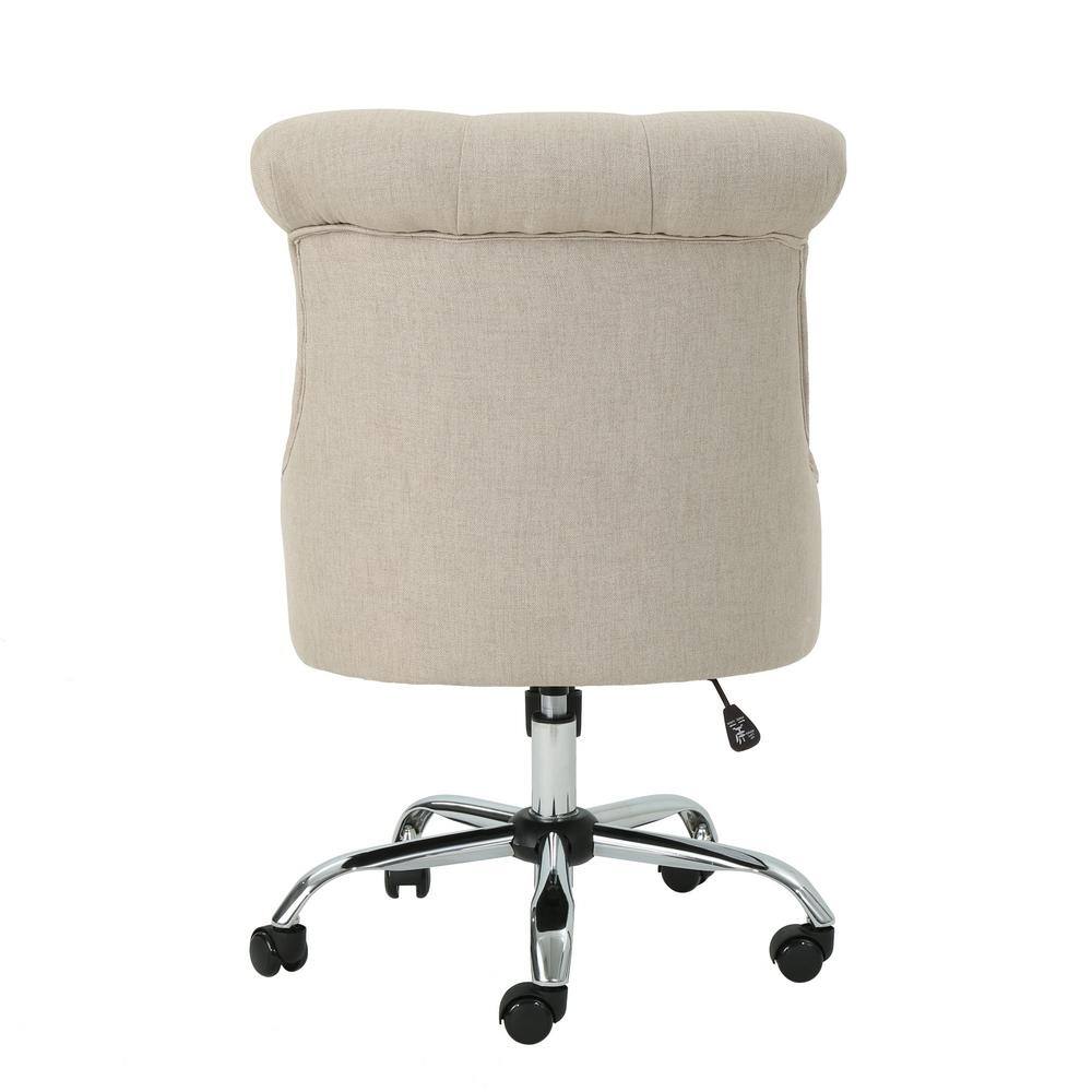 Light Brown Tufted Fabric Swivel Desk Chair with Chrome Base