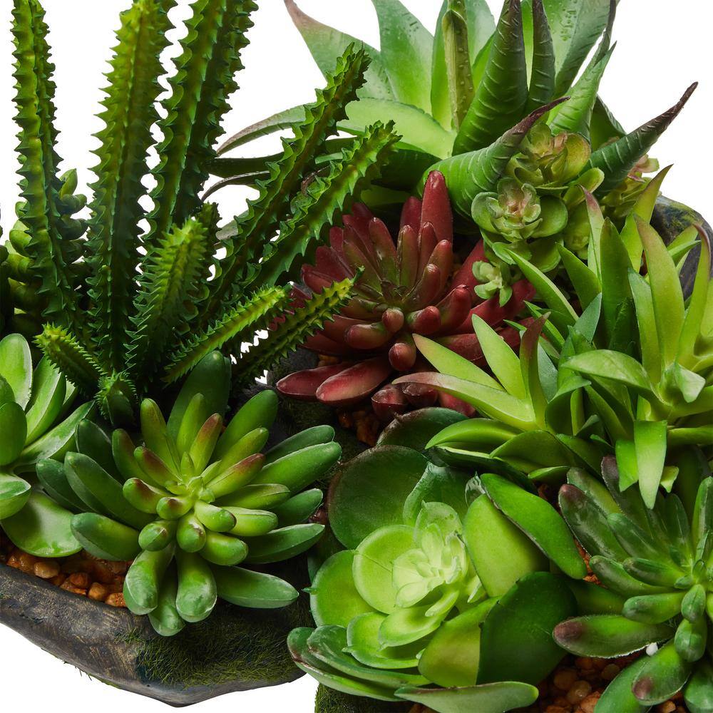 Set of 3 Artificial Succulent Plants in Faux Stone Pots