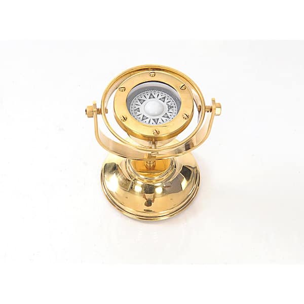 Stanley London Engravable Executive Brass Desk Compass In Wooden