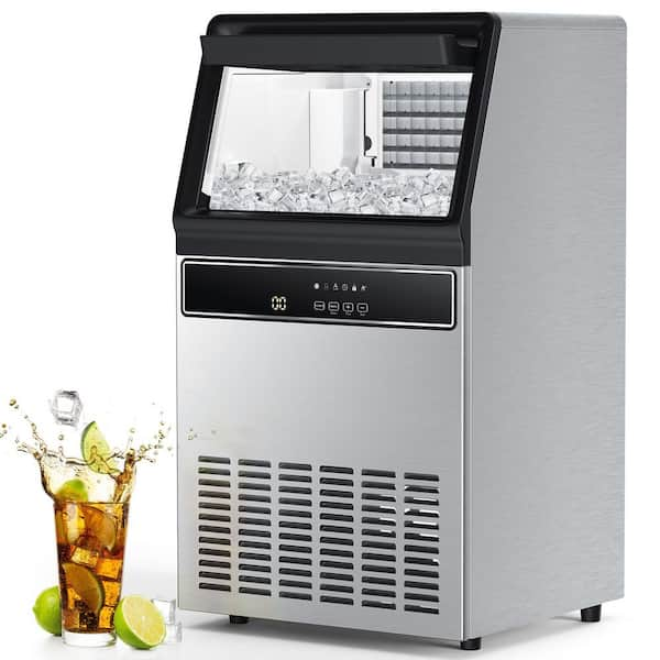 15.88 in. 130 lbs. 24 H Commercial Freestanding/ Built-in Cube Ice Maker with 33 lbs. Storage in Stainless Steel Silver