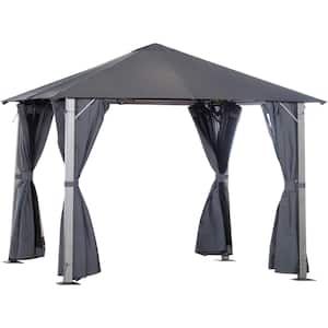 10 ft. x 10 ft. Soft Top Outdoor Pergola Canopy Gazebo with Beautiful Wood-Grain Finish and Zippered Sling Sidewalls
