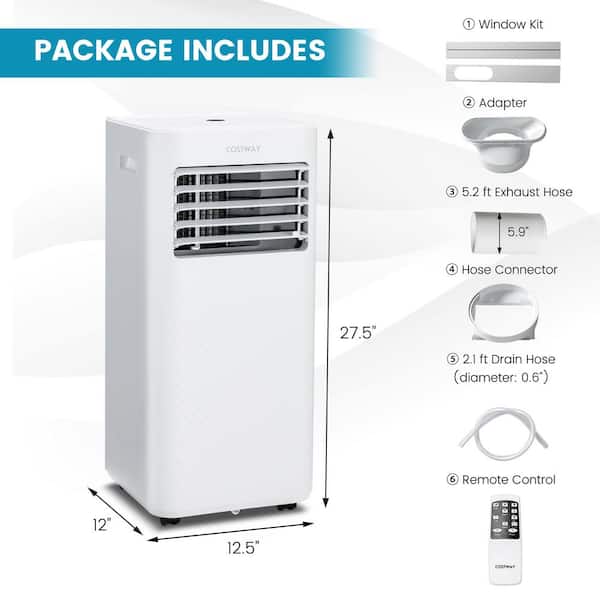 5,000 BTU Portable Air Conditioner Cools 250 Sq. Ft. with Dehumidifer, Fan  and Sleep Mode in White