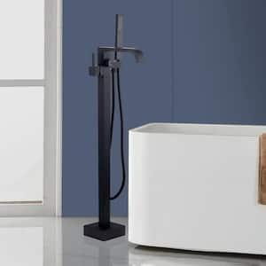 Single Handle Freestanding Bathtub Faucet with Handheld Shower in Matte Black