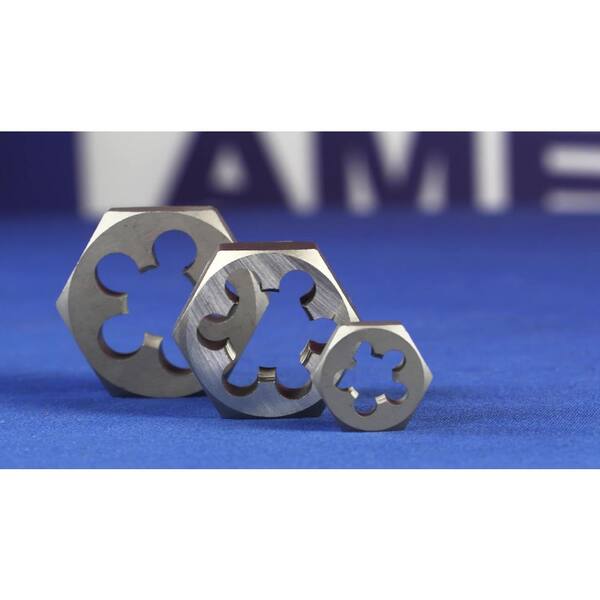Bright Uncoated 1-7/16 Width Drillco 3360E Series Carbon Steel Hexagon Rethreading Die M18 x 2 Finish Bright Uncoated 1-7/16 Width Drillco 3360E Series Carbon Steel Hexagon Rethreading Die M18 x 2 Finish