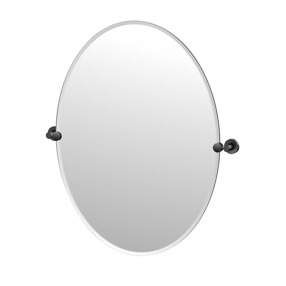 Glam 24 in. W x 32 in. H Frameless Oval Mirror in Matte Black price history on PriceWatchPro