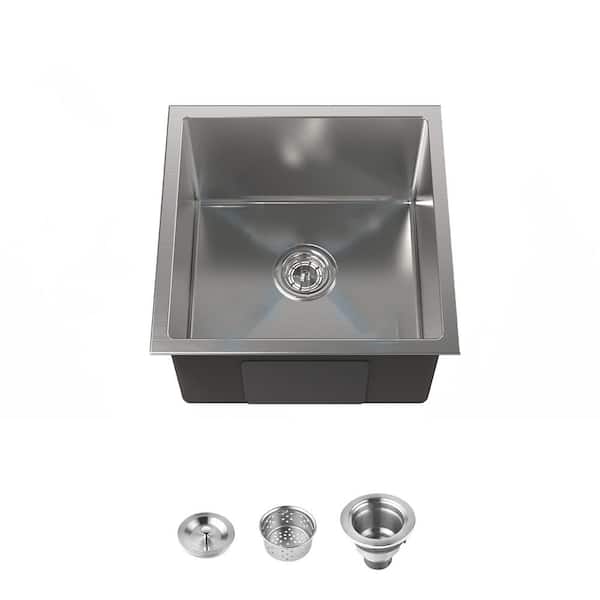 18 in. Undermount Single Bowl 20 Gauge Gray Stainless Steel Kitchen Sink with Workstation