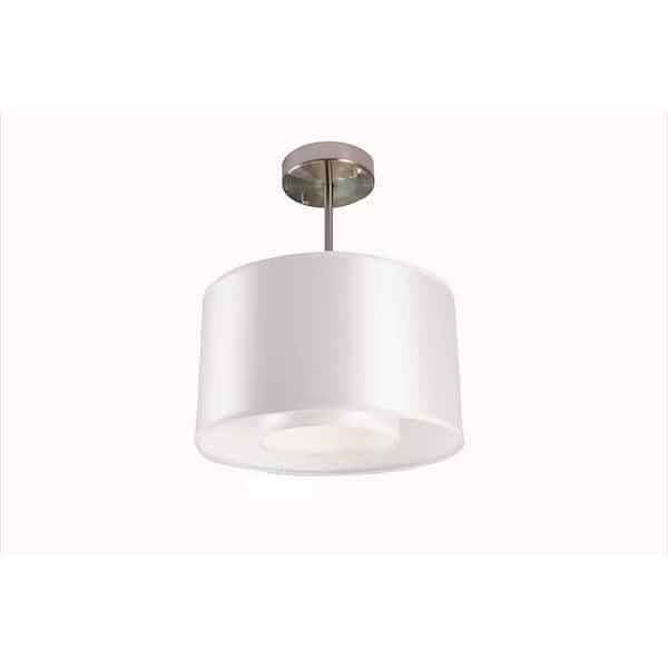 Illumine 1-Light Ebony Bronze Chandelier with Pristine White Fabric Shade