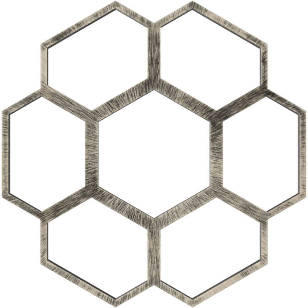 Antiqued Warm Silver Hexagonal PVC Ceiling Medallion