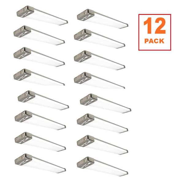 12-Pack 4 ft. Brushed Nickel Decorative End Caps 5250LM 75W Integrated LED Wraparound Light Adjustable CCT Night Light