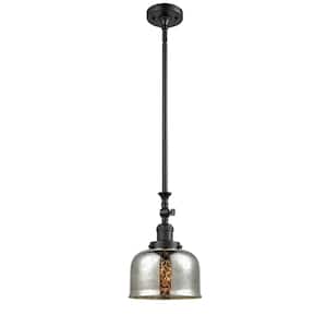 Bell 1-Light Matte Black Bowl Pendant Light with Silver Plated Mercury Glass Shade