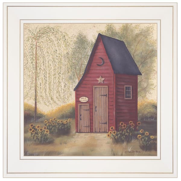HomeRoots Charlie Folk Art Outhouse II 1-Piece Framed Wall Art 15 in. x 15 in.