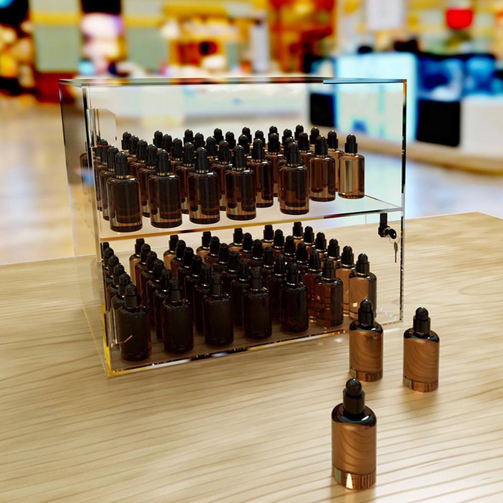 Clear Acrylic Locking Countertop Display Case with Shelf