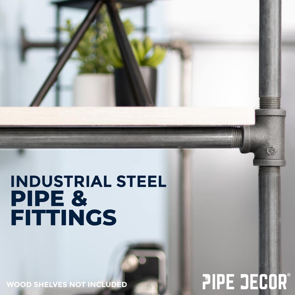 Industrial Black Steel and Wood 3-Tier Wall Mounted Shelf