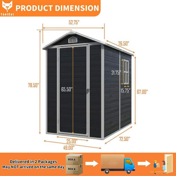 ToolCat 4 ft. W x 6 ft. D Plastic Shed with Side Window with Floor
