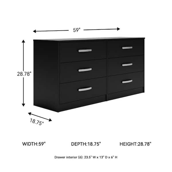 Signature DESIGN BY ASHLEY Finch Black 6 Drawer 59 in. Dresser