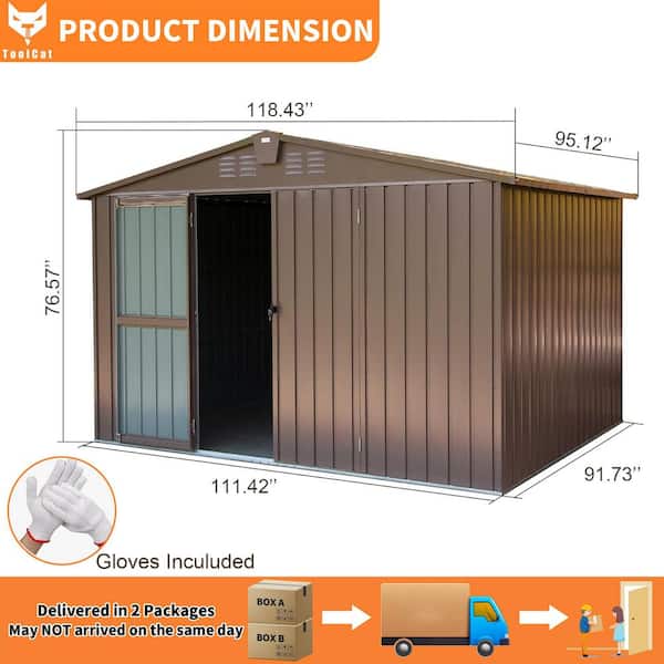 ToolCat 10 ft. W x 8 ft. D Outdoor Metal Shed Storage Tool House