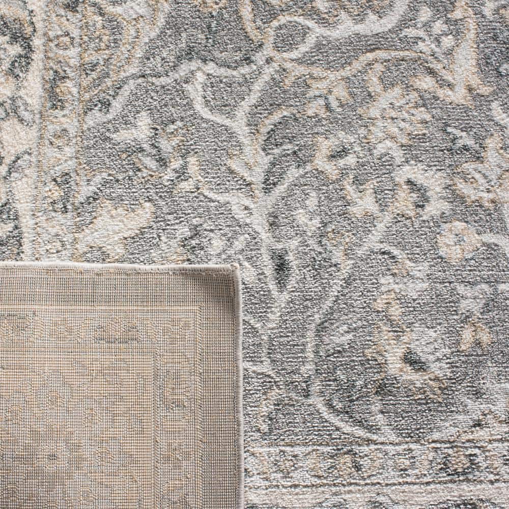 Elegant Isabella Grey Round Synthetic Area Rug, 4' x 6'