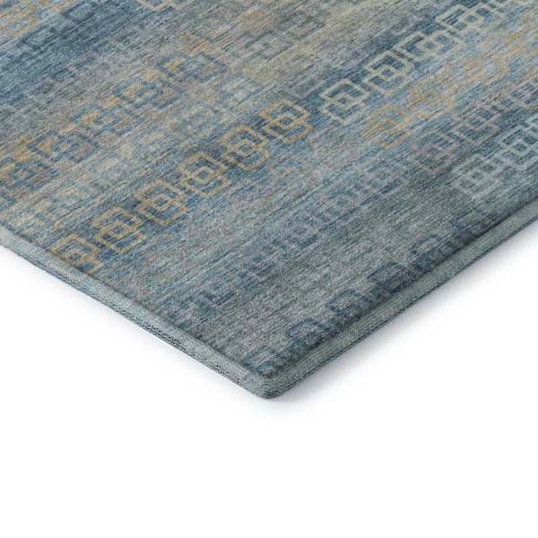 Mayfield Premium Machine Washable Abstract AMF2029 Teal 10 ft. x 14 ft. Area Rug