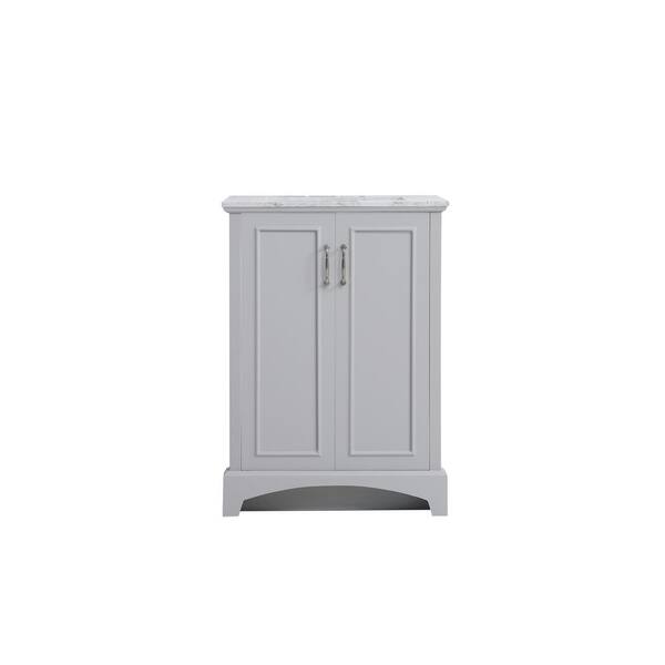 Unbranded Timeless 24 in. W x 19 in. D x 34 in. H Single Bathroom Vanity in Grey with White Engineered Stone Top and White Basin
