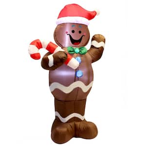 5 ft. Tall x 2.5 ft. W Red, Brown and White Plastic Gingerbread Man Inflatable