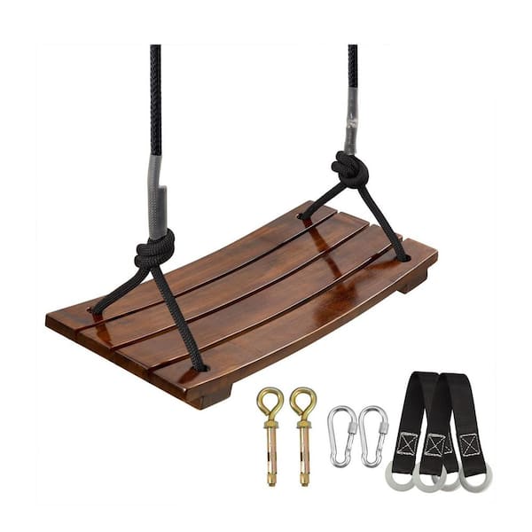 Specialty Brown Wooden Swing Seat 1 Pack with Adjustable Rope 59-79 Inch for Indoor Outdoor Use