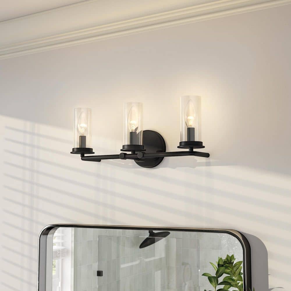 Hudson Heights Matte Black 3-Light 18" Wide Vanity Cylinder