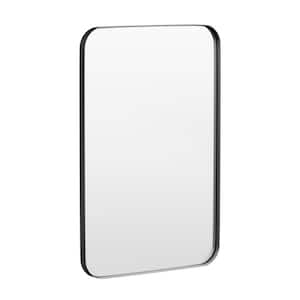 24 in. W x 36 in. H Tempered Glass Rectangular Framed Wall-Mounted Bathroom Vanity Mirror in Black