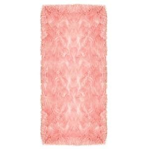 Faux Sheepskin Fur Furry Pink 2 ft. x 10 ft. Fuzzy Cozy Area Rug Runner Rug