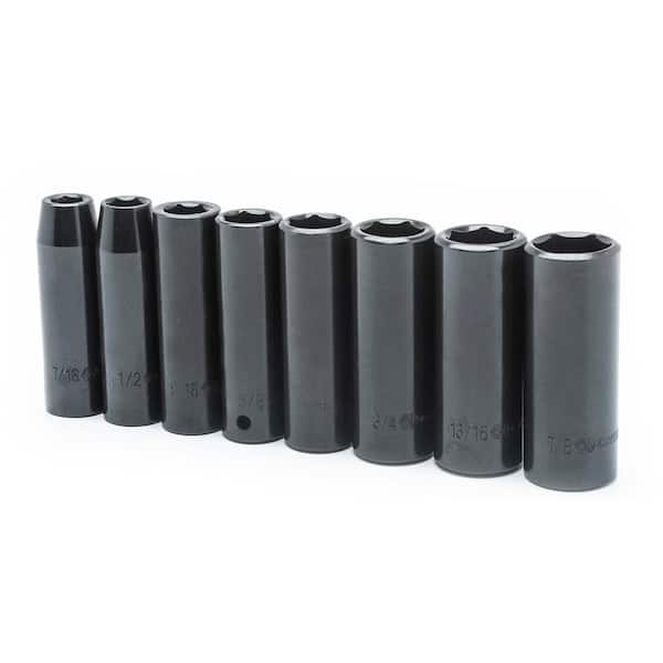 Crescent 1/2 in. Drive 6 Point SAE Deep Impact Socket Set (8-Piece)
