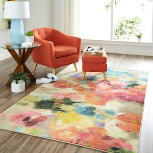 Blurred Blossoms Multi 5 ft. x 8 ft. Floral Area Rug