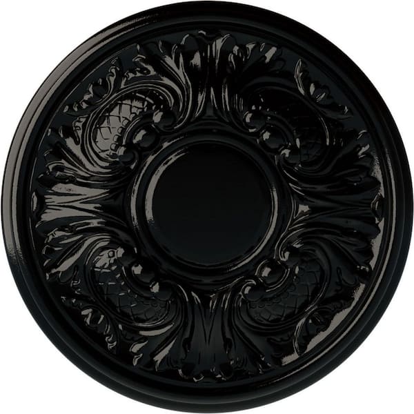 Ekena Millwork 11-3/4 in. x 1-1/4 in. Wakefield Urethane Ceiling Medallion (Fits Canopies upto 3-5/8 in.), Hand-Painted Black Pearl
