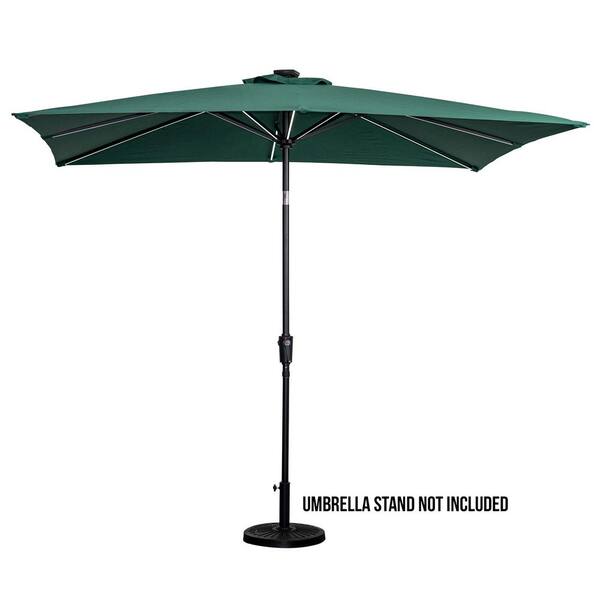 Sunray 9 Ft X 7 Market Rectangular, Outdoor Umbrella With Solar Lights And Stand