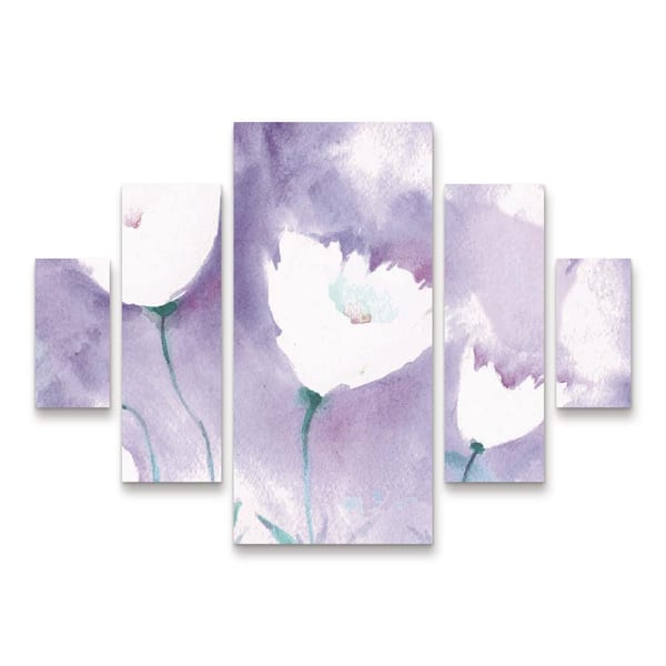 Trademark Fine Art Sheila Golden White Poppy 1-5-Piece Panel Set Unframed Photography Wall Art 40 in. x 58 in