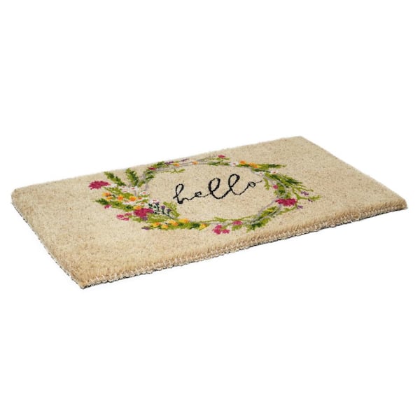 Cottage Floral Wreath Multi-Colored 18 in. x 30 in. Indoor or Outdoor Doormat