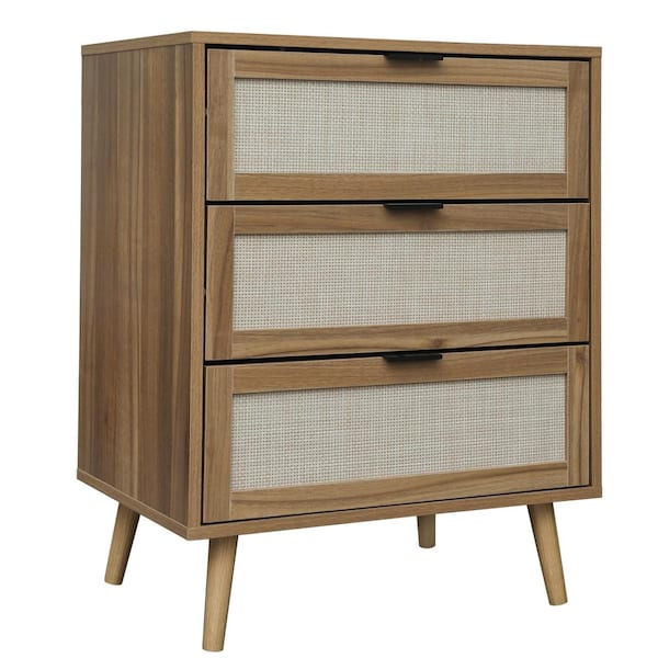 Walnut 30.31 in. H Accent Storage Cabinet with 3 Drawer for Bedroom, Living room