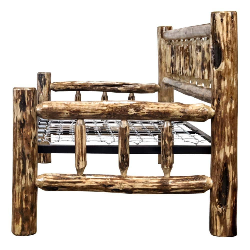 Rustic Twin-Size Solid Pine Wood Daybed with Lacquered Finish