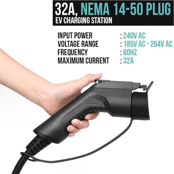Level 1-2 EV Charger 240V NEMA 14-50 32A EVSE 23 ft Electric car charging  cable