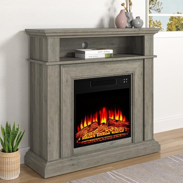 FESTIVO 36 in. Freestanding Electric Fireplace in Weathered Oak