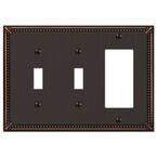 Imperial Bead 3 Gang 2-Toggle and 1-Rocker Metal Wall Plate - Aged Bronze