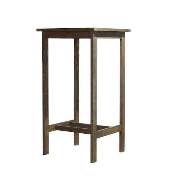 Outdoor Acacia Wood Bar Table with Distressed Grey-Washed Finish and Footrest, Slatted Design, Spacious Dimensions