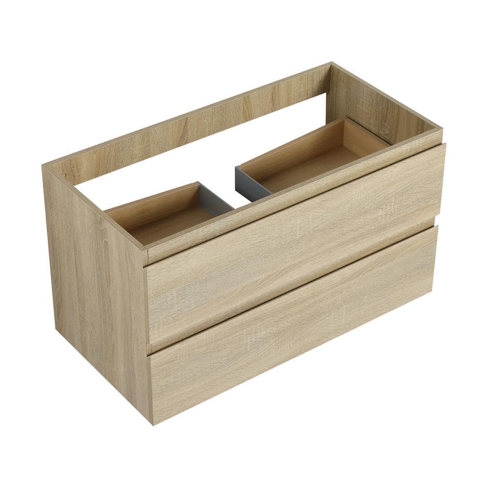Modern 35.19 in. W x 17.94 in. D x 19.69 in. H Bath Vanity Cabinet without Top in Light Oak Unassembled price history on PriceWatchPro