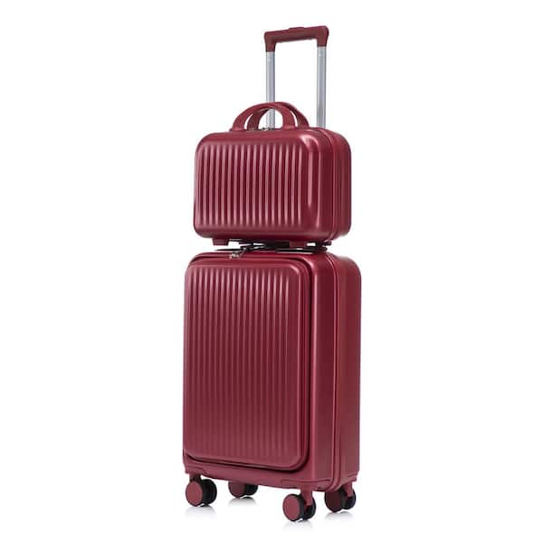 LIVACA 2-Piece Red ABS Plastic Hardside Spinner Luggage Set with