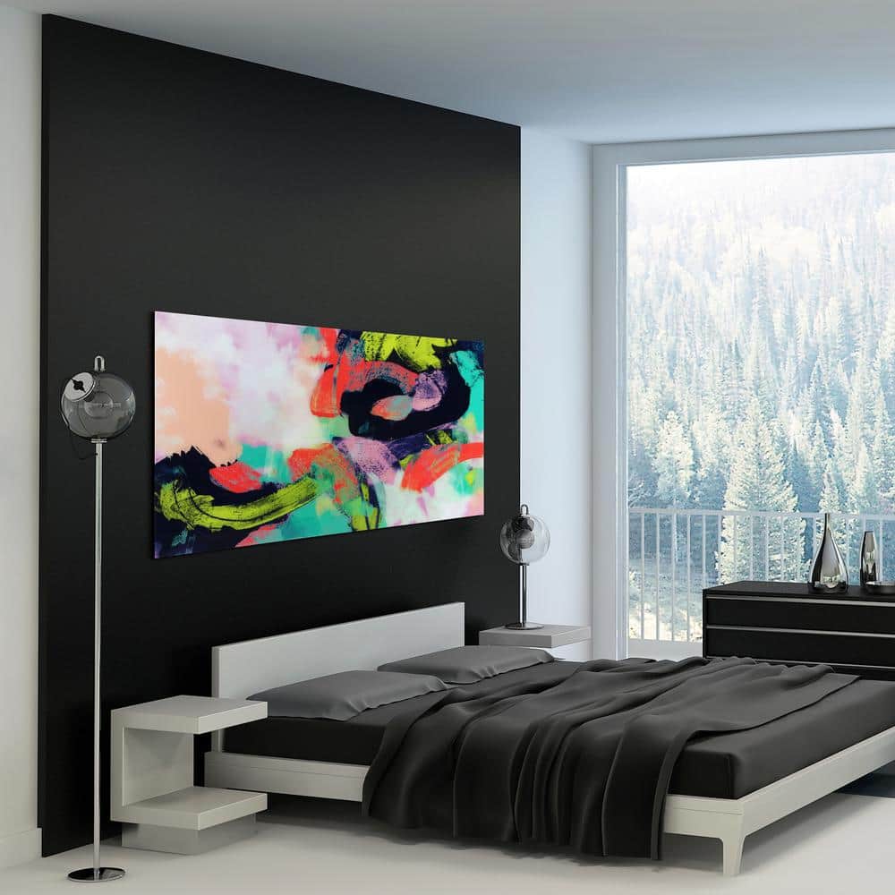 Colorful Abstract Tempered Glass Wall Art, 72" x 36"