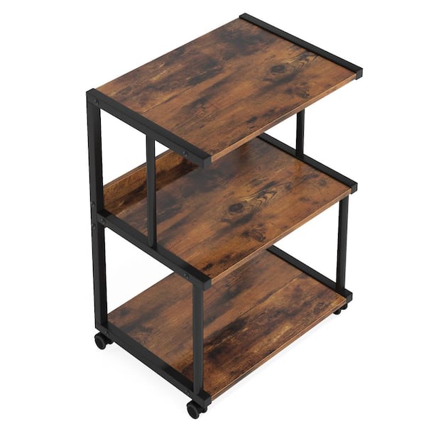 BYBLIGHT Bernise Brown 19.69 in. W 3-Shelf Printer Stand with Storage, Rolling Printer Table for Home Office