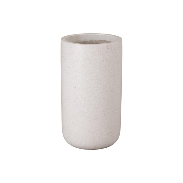 Emissary 13 in. L x 23.5 in. H White Terrazzo Round Planter